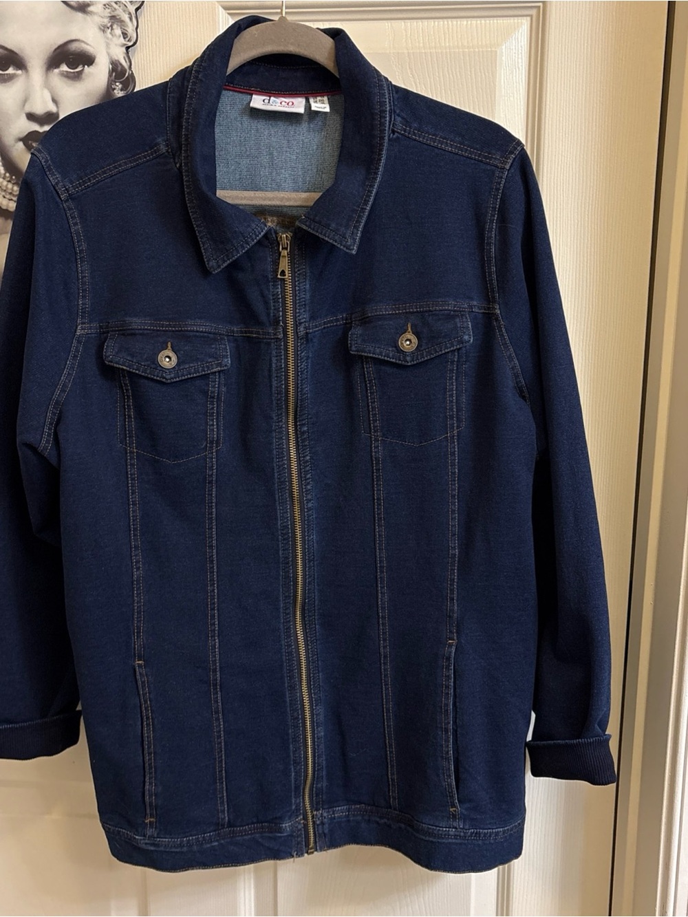 Denim&Co Dark Blue Zip-Front Jean Jacket